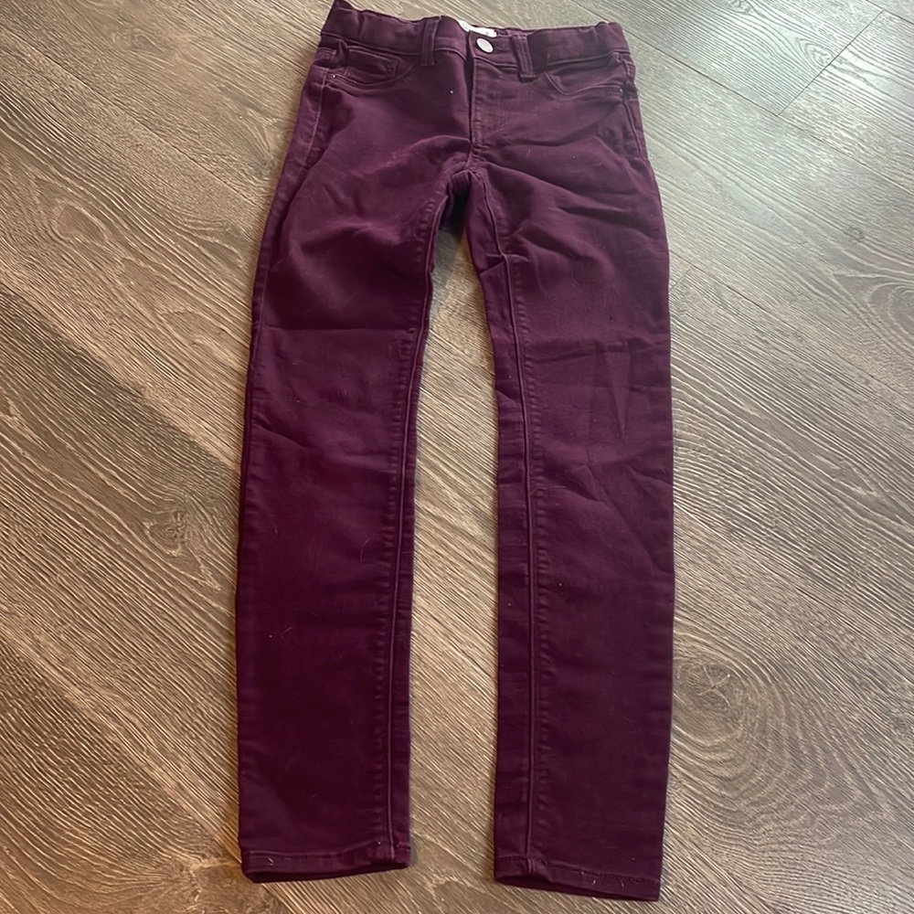 Girls burgundy skinny jeans